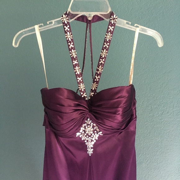 NWOT Silk Halter Prom Dress - Picture 3 of 7